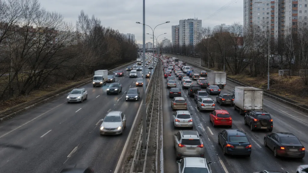 Пробка на Волоколамском шоссе по дороге из Дедовска в Москву